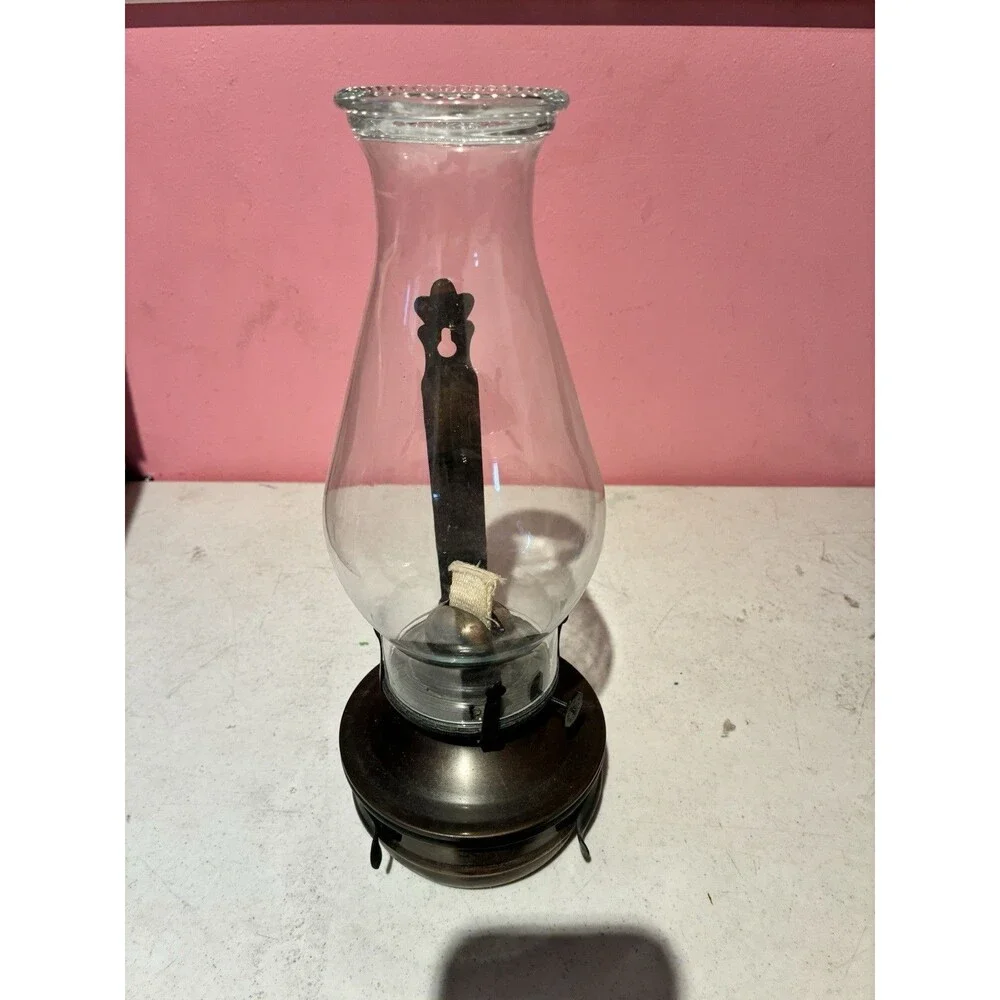 Vintage Kaaden Oil Lamp Clear Glass Chimney Brass Tone Base MCM Decor